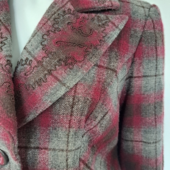 TRIBAL womens coat jacket pink & gray wool size 8 - Picture 6 of 14